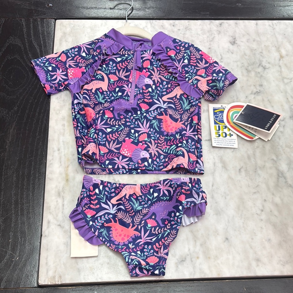 Andy & Evan Purple and Pink Rashguard Swim Set